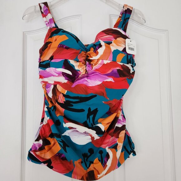 PROFILE BY GOTTEX Multi Sugar And Spice Tankini Swim Top Size US 40D, UK 40D NEW - Picture 1 of 9